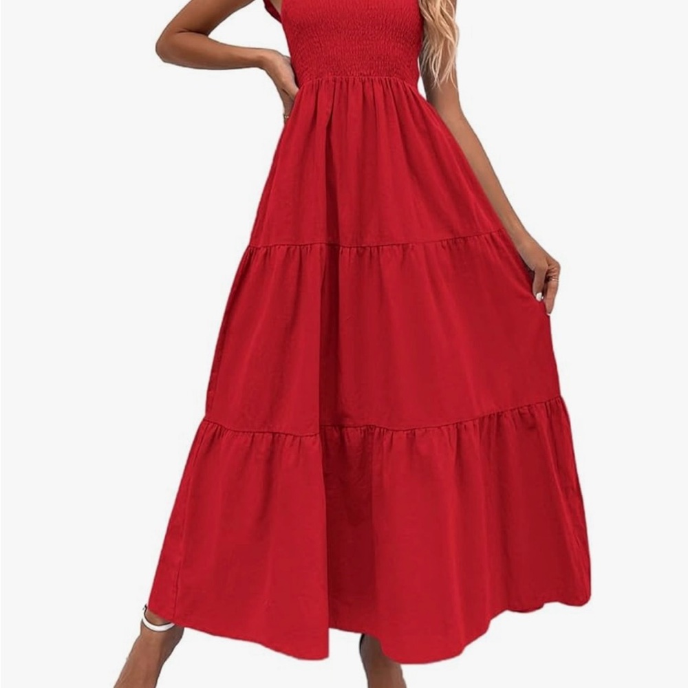 MakeMeChic Red Maxi Summer Dress (size small)